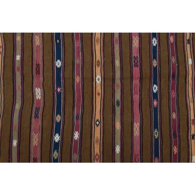 1970s Vintage Turkish Oushak Handmade Wool Cotton Brown Area Rug 167x229