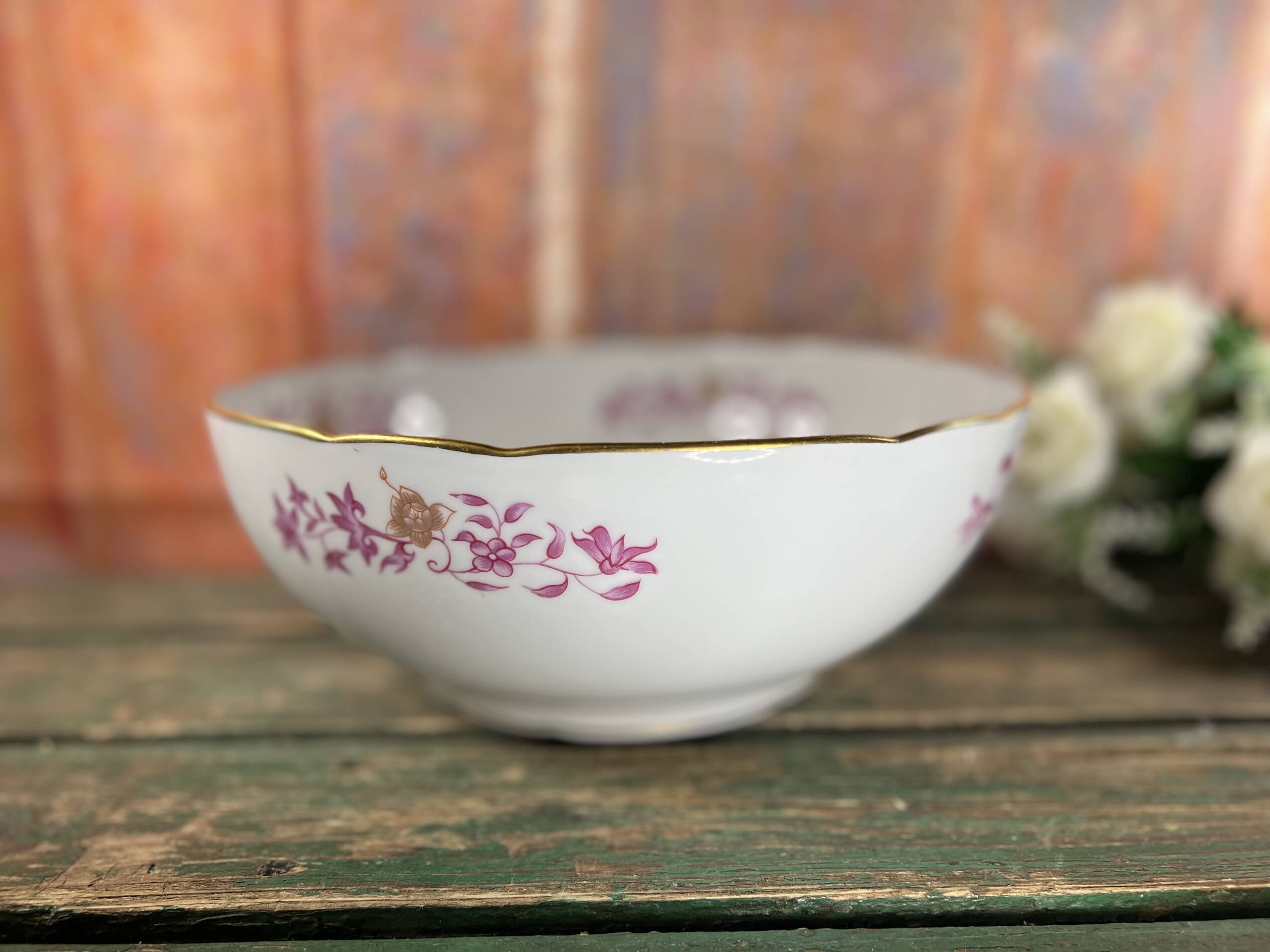 Saladier plat porcelaine Limoges Bernadaud pour Christofle
