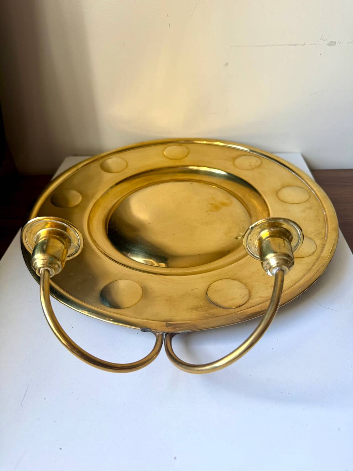 Vintage Wall Double Candle Holder Sconce in Brass