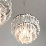 Vintage Italian Crystal & Chrome Chandelier, 1970s