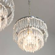Vintage Italian Crystal & Chrome Chandelier, 1970s