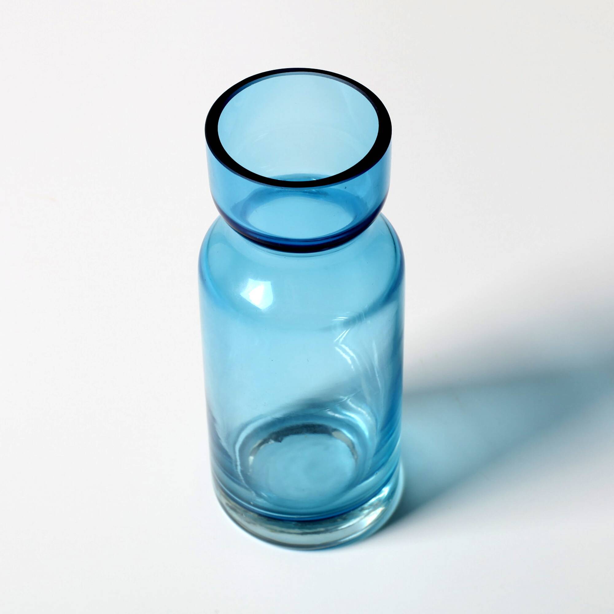 Small Vintage Blue Glass Vase / Mid-century Stylish Vase / Sweden / 1980s