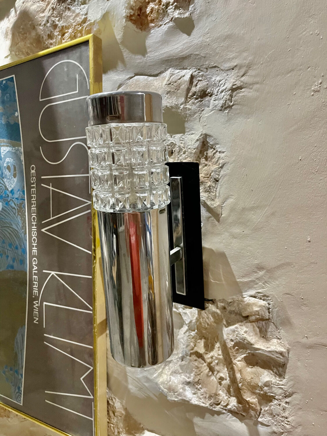 Sciolari style chrome and glass wall light