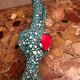 Pitcher/ Ceramic vase sea foam green and red glazed