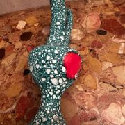 Pitcher/ Ceramic vase sea foam green and red glazed