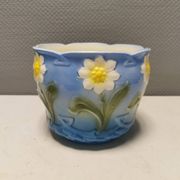 Very beautiful flower pot in soft blue and white color with floral motifs.