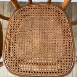 Set of 4 cane chairs in bentwood and honey-coloured cane thonet early 20th century