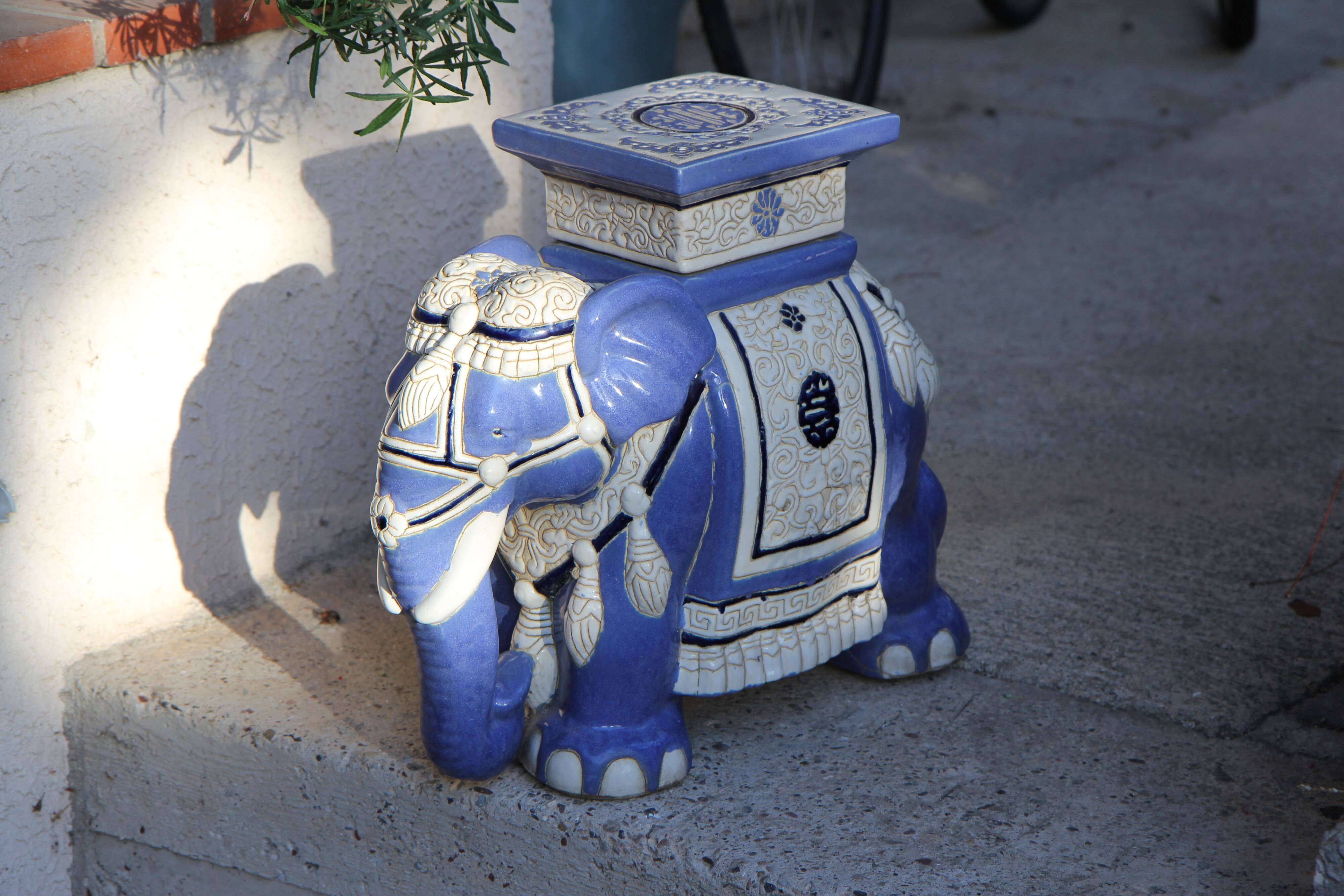 Ceramic elephant, side table, or flower pot base, large model
