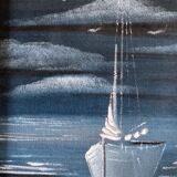 Sailboat painting on velvet