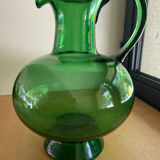 Large green glass pitcher