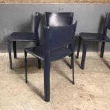 CHairs leather blue Italian Design Giancarlo Vegni