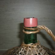 Dame-Jeanne 2L green glass and wicker