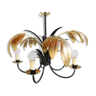 Chandelier with golden palm leaves