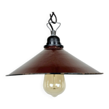 Industrial Dark Red Enamel Factory Pendant Lamp, 1960s