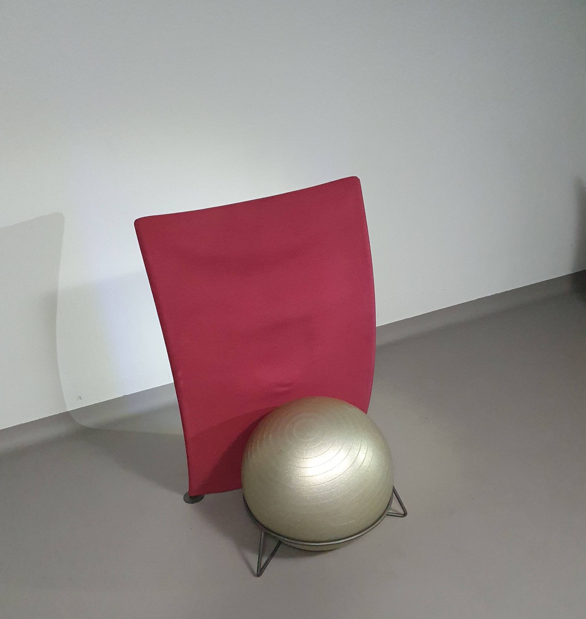 Italian modern bordeaux red ball chair san siro designed by fabrizio ballardini, 1995