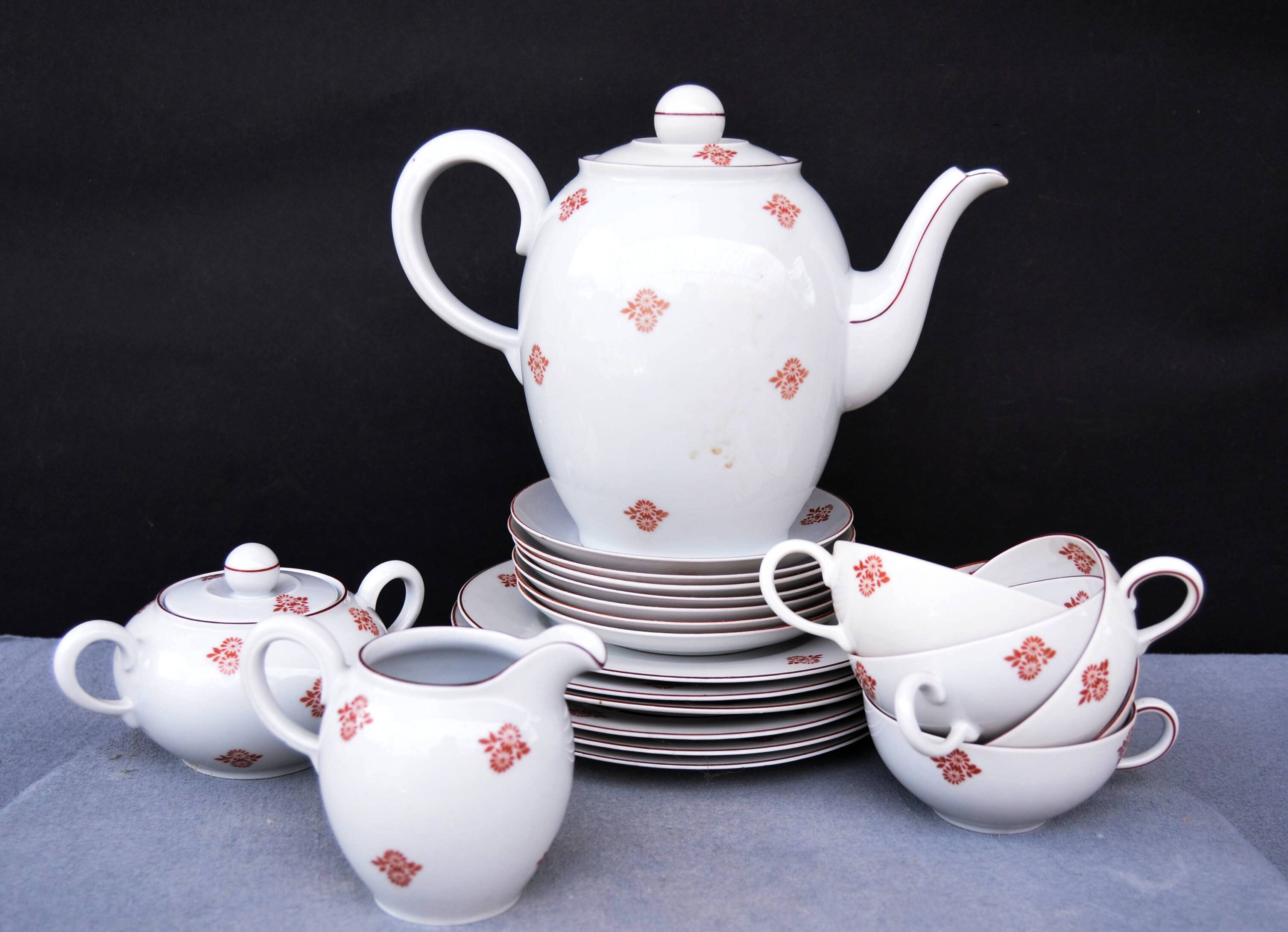 Vintage Volkstedt Germany Porcelain Tea & Caffee Set with Creamer and Sugar