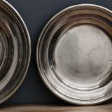 Series of 3 plates in silver metal, Ravinet punch