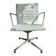 ICF armchair in white leather, four-star base on glides