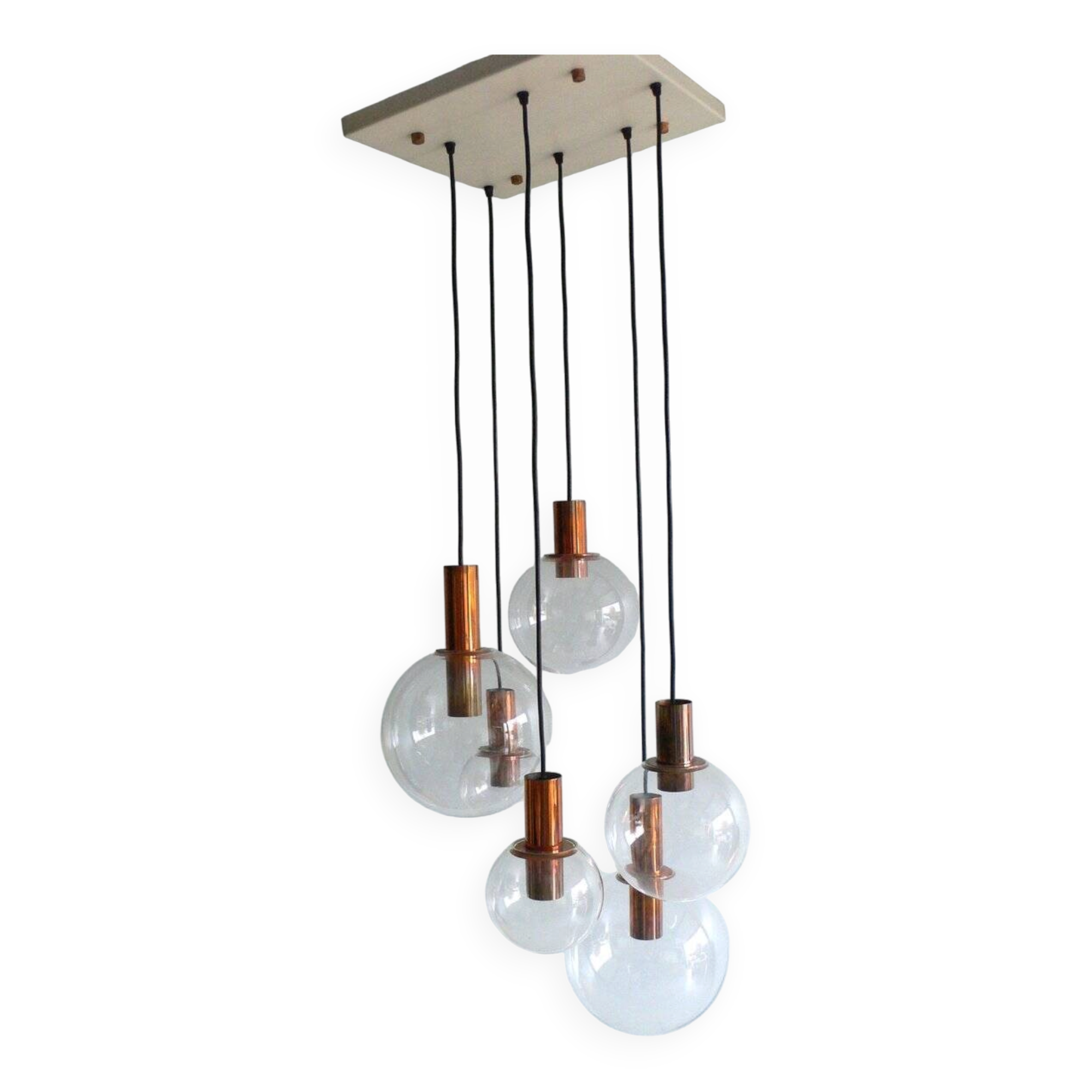 Large Copper & Glass Pendant Lamp from Raak, 1960s