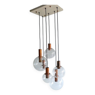 Large Copper & Glass Pendant Lamp from Raak, 1960s