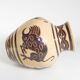 Vintage Ceramic Vase with Brown Bulls and Bands