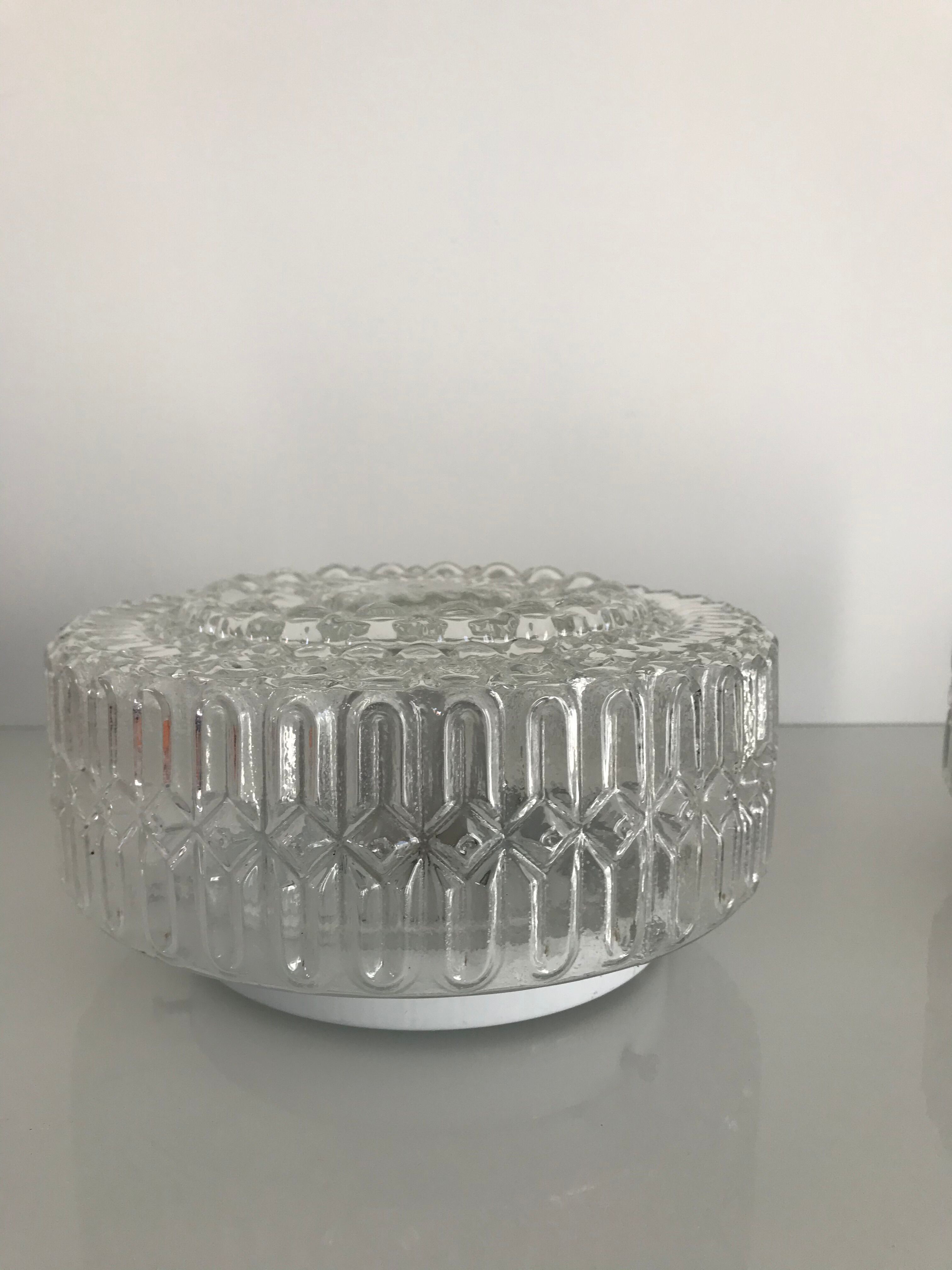 Round cast glass ceiling light