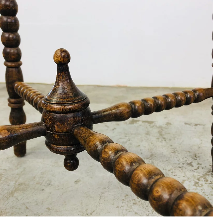 Antique wood carving table with 8 sides