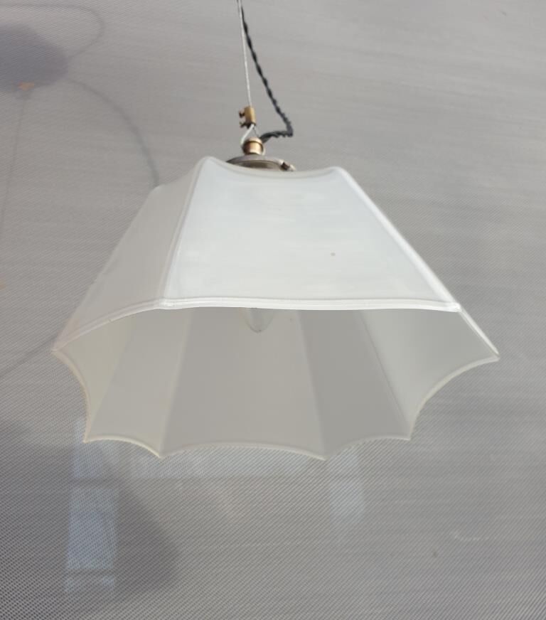 Art Deco white glass draped translucent hanging lamp