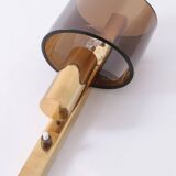 Danish Gilt Brass & Smoked Acrylic Glass Sconce from Hassel & Teudt, 1960s