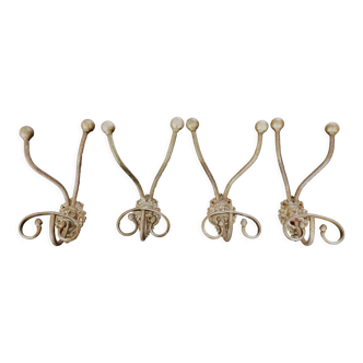 Set of 4 bronze mascaron hooks