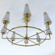 Large Vintage Italian Pendant Light, 1950s, Brass Glass