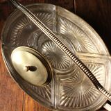 Aperitif tray golden metal brass glass compartments