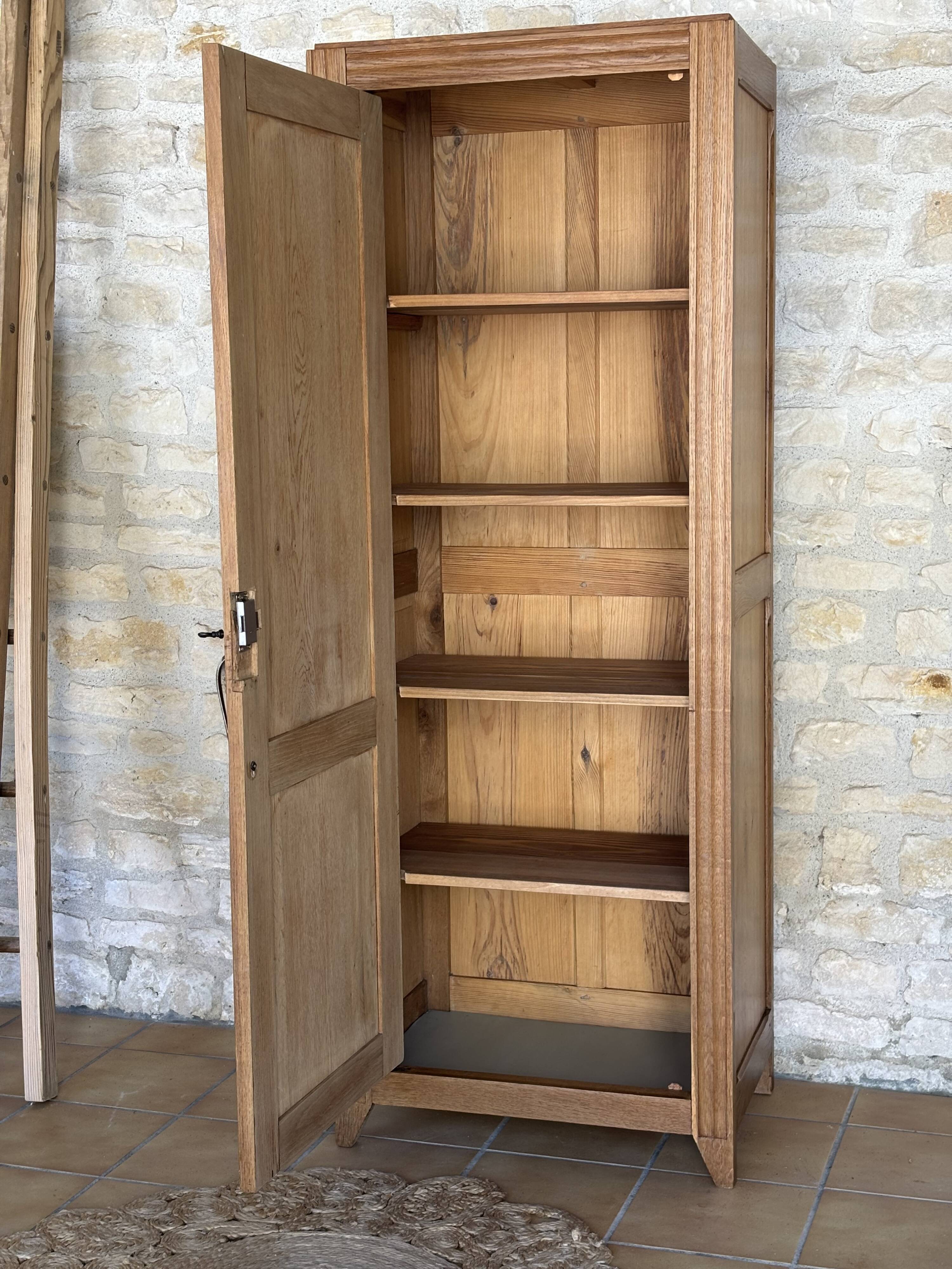 Restored solid oak bonnetière wardrobe