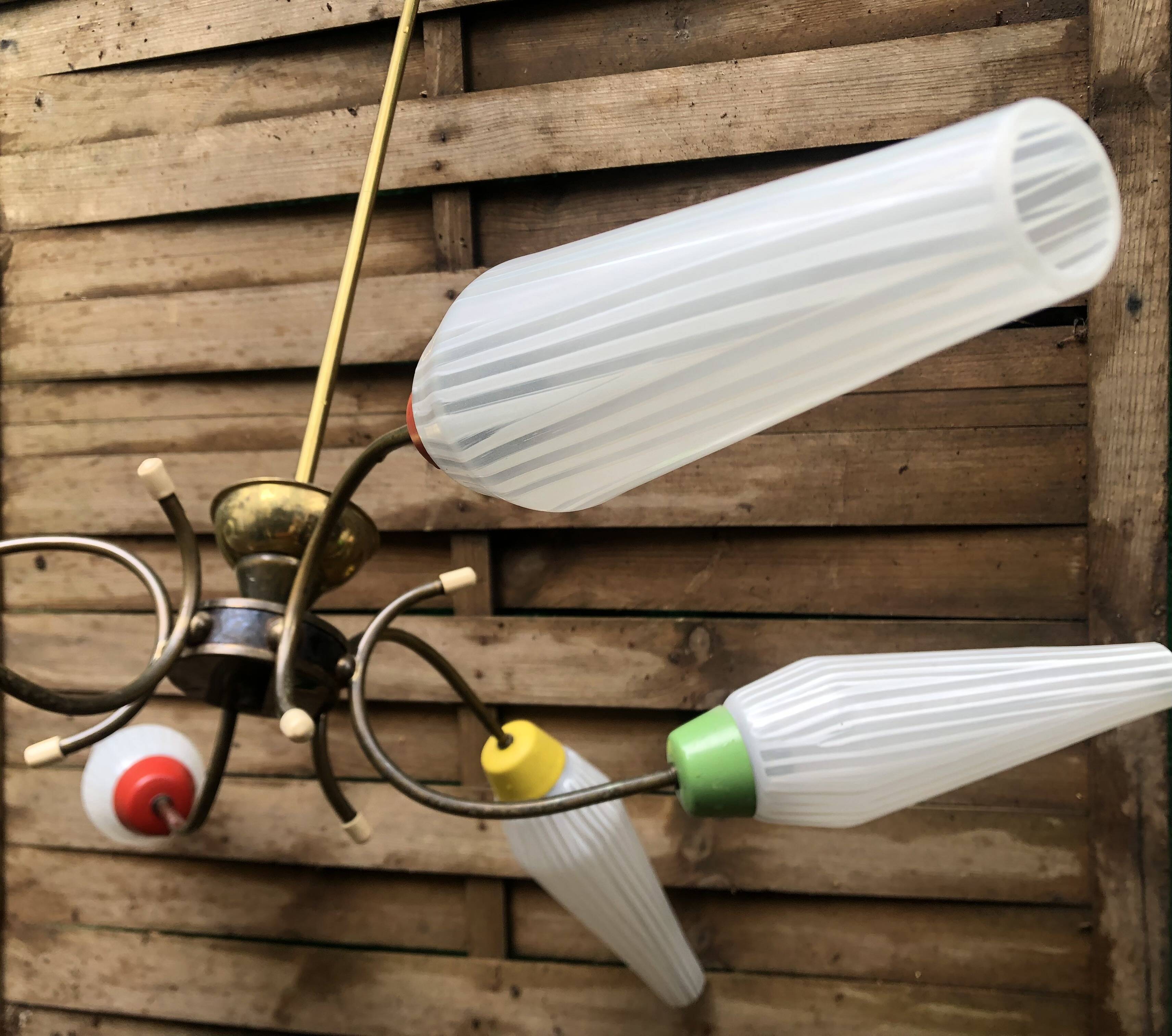 Vintage 6-arm pendant light from the 1960s
