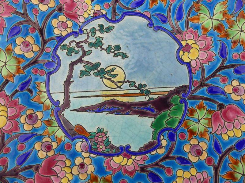 Decorative plate in Longwy enamels