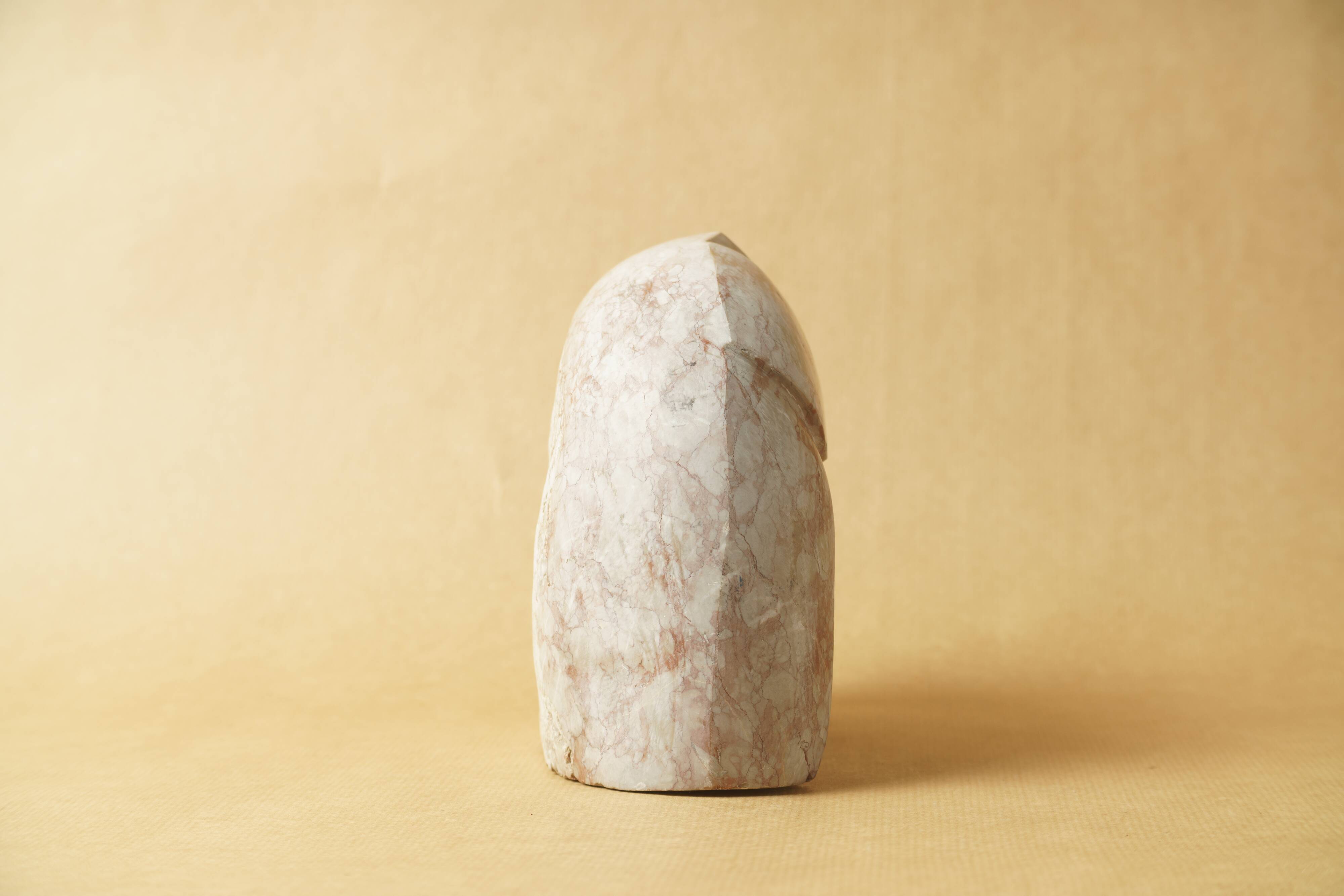 Abstract sculpture stone pink marble contemporary signed