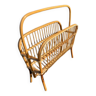 Rattan wicker magazine rack 1960s