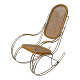 Rocking-chair en bois incurvé en laiton vintage