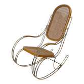 Vintage brass curved wooden rocking chair design