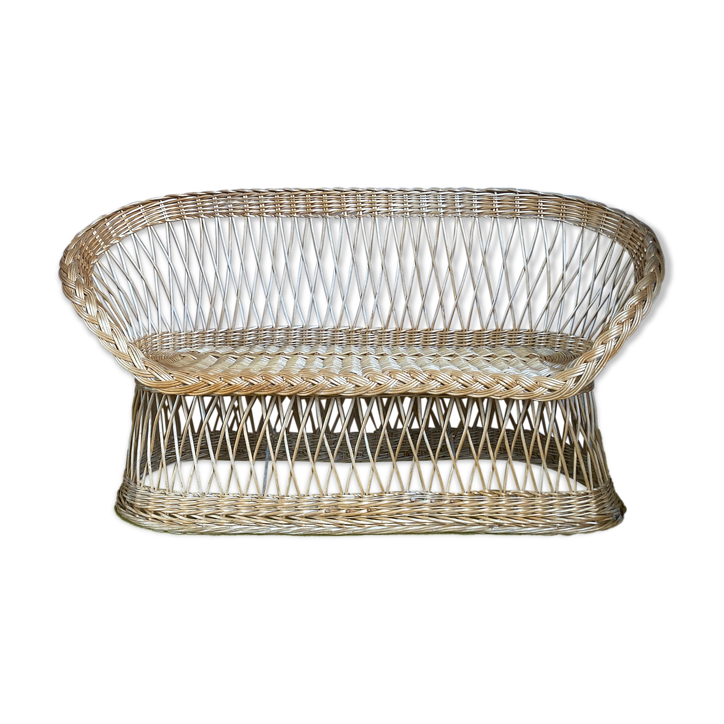 Banquette rotin année 70