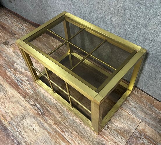 Anna Nora coffee table in gilded brass and circa glass 1960-1970