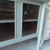 Buffet, vintage serving trolley re-enchanted in verdigris, wooden top.