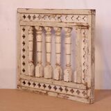 Old Burmese teak railing panel with original ecru patina