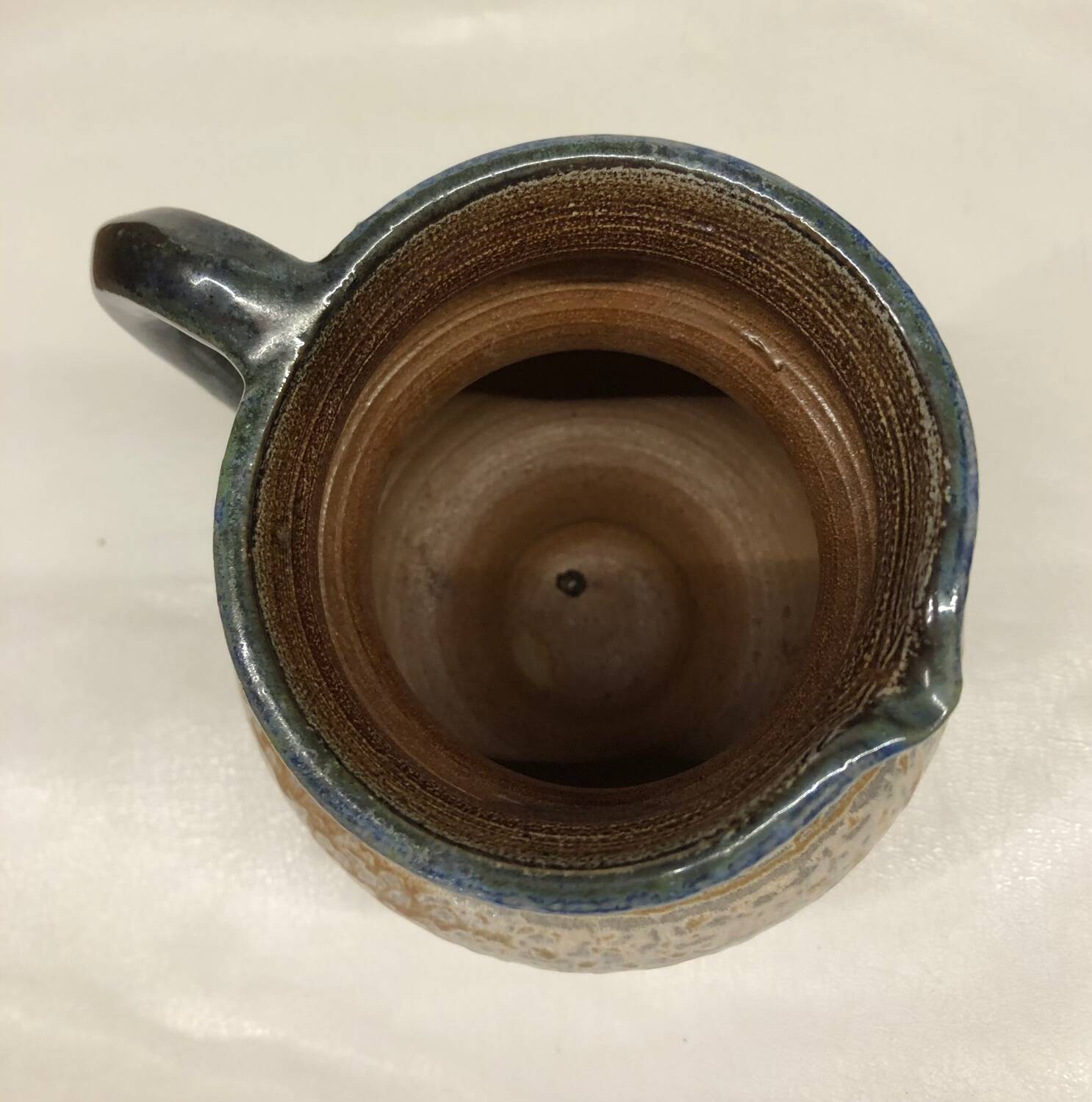 Belgian flamed salt-glazed stoneware pitcher by Pitot