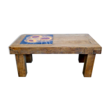 Solid wood and ceramic coffee table, 70s