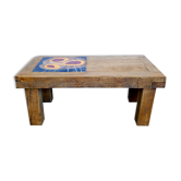 Table basse en bois massif et céramique, années 70