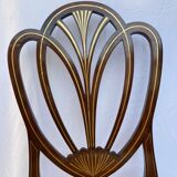 Série quatre chaises anglaises Hepplewhite acajou cuir début XXème