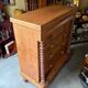 Support furniture, 6-drawer chest in turned pitch pine.