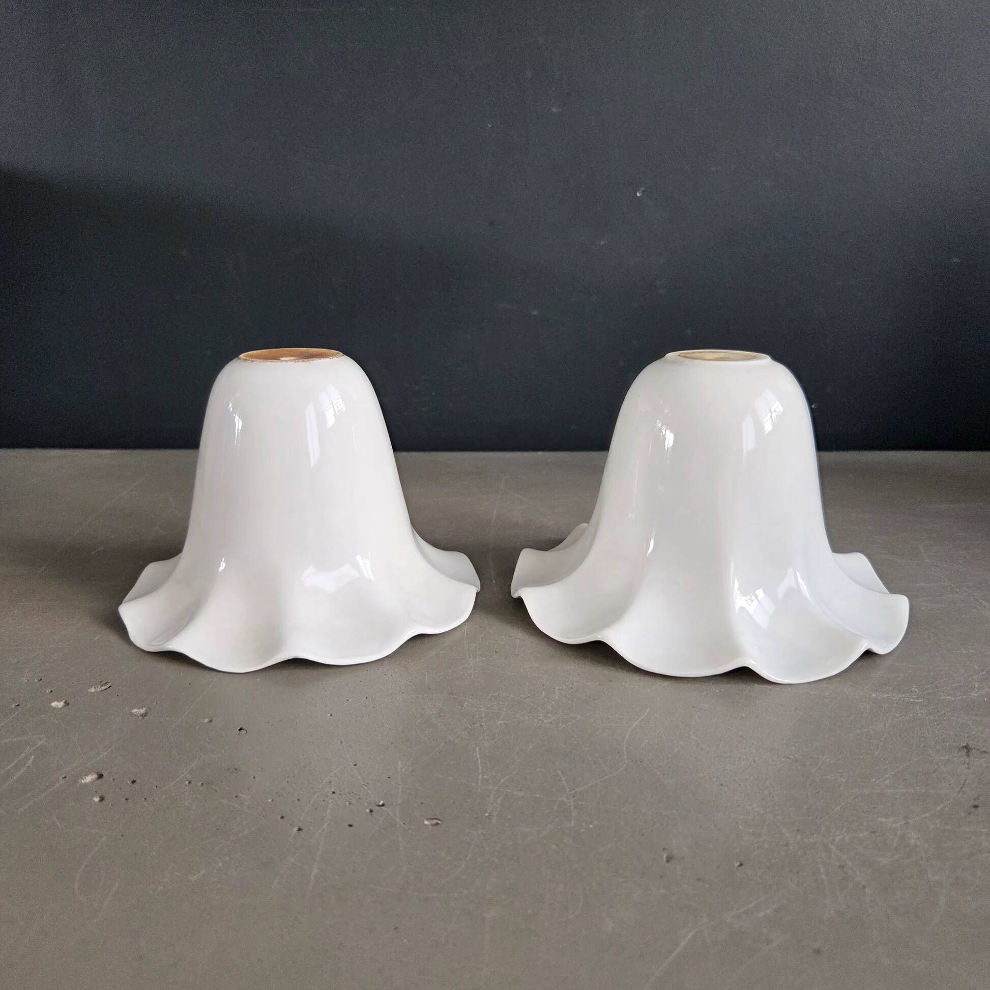 Pair of tulip lampshades in porcelain
