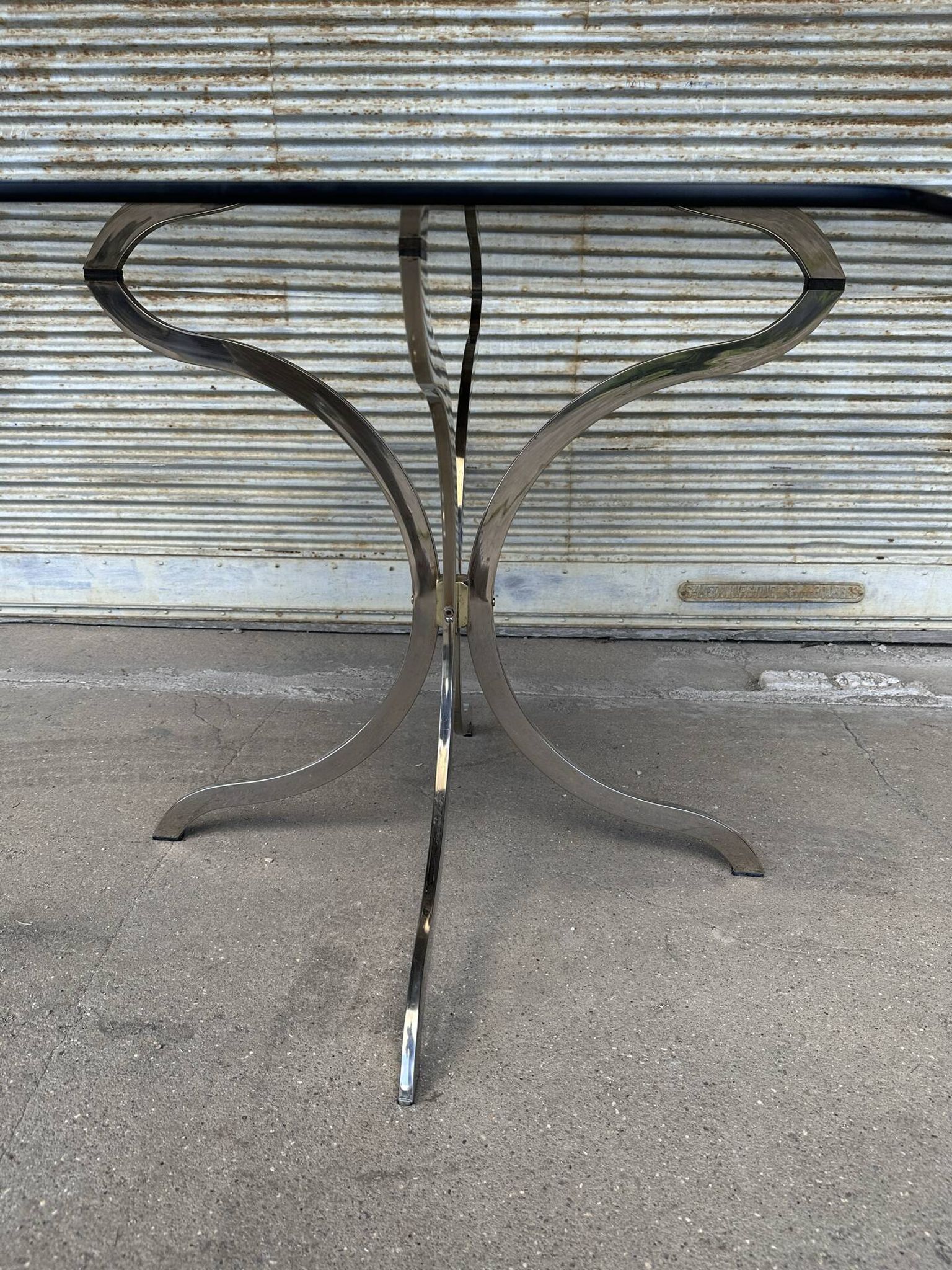 Smoked glass and chrome dining table, 1970s